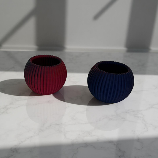 3D Printed Blue and Red Two-Tone Tealight Holders and Tealights - Set of Two