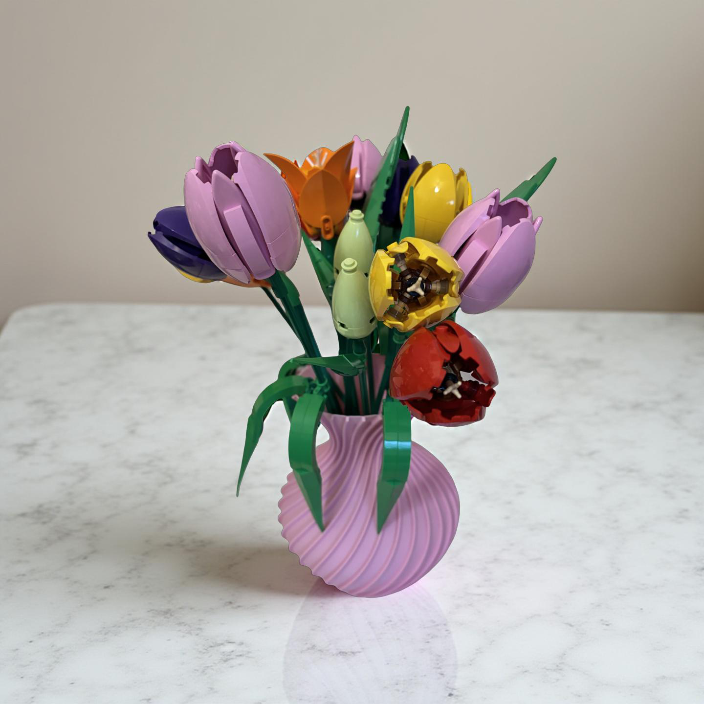 3D Printed Vase for LEGO Botanical Sets – 17cm Pink Modern Spiral Design