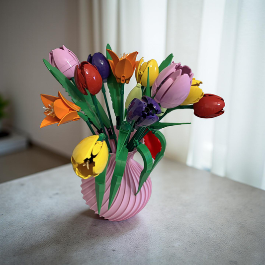 3D Printed Vase for LEGO Botanical Sets – 17cm Pink Modern Spiral Design