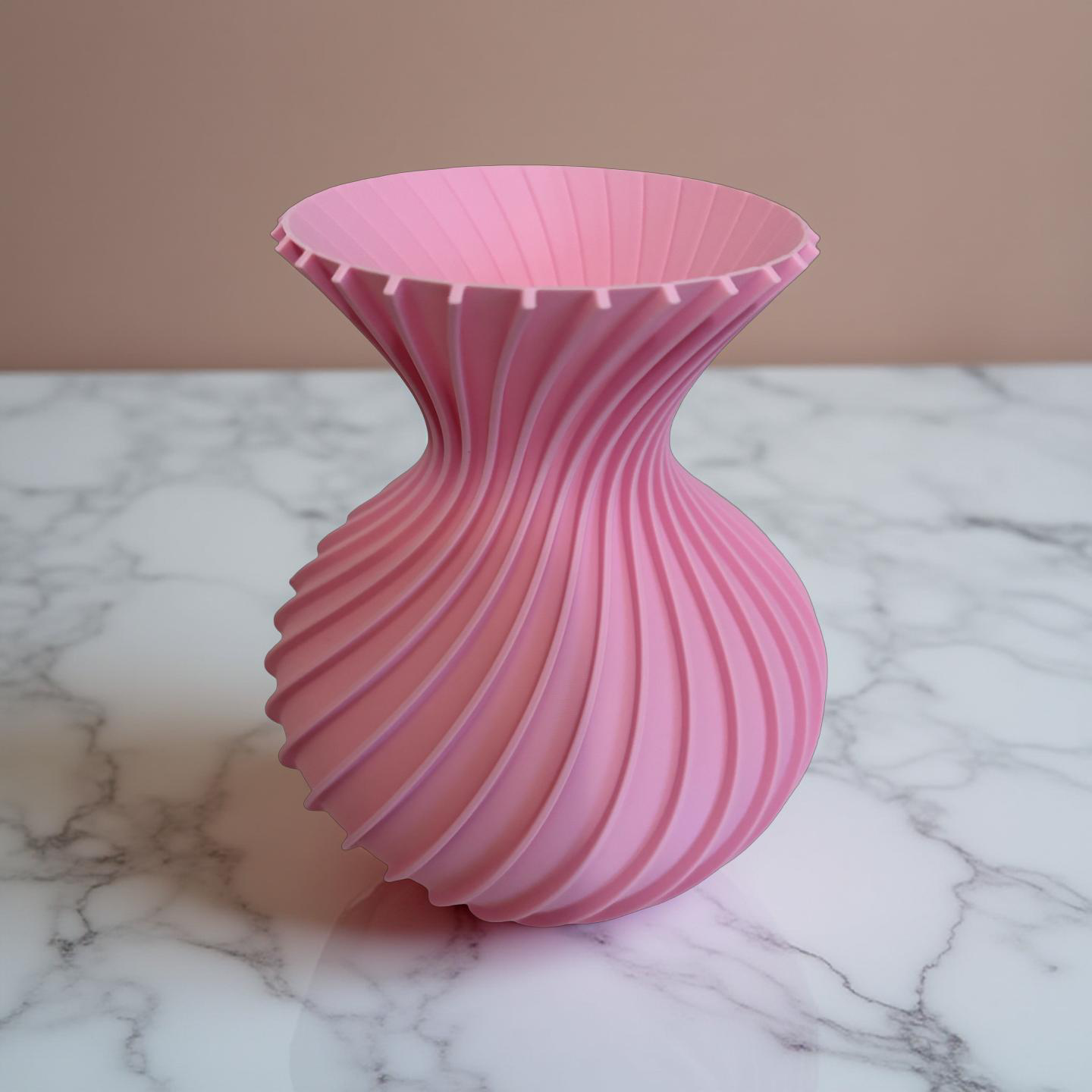 3D Printed Vase for LEGO Botanical Sets – 17cm Pink Modern Spiral Design