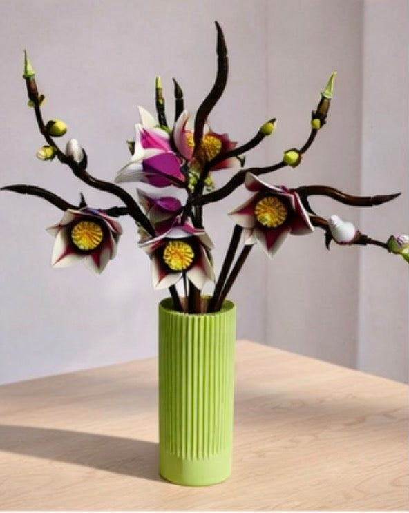 Vase for LEGO Magnolia Branches 11510 | Modern Ribbed Vase | 18cm Tall