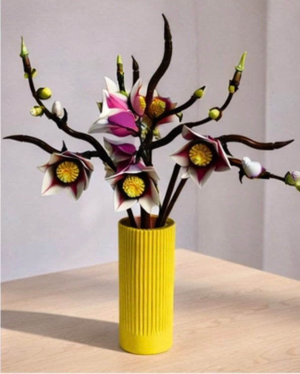 Vase for LEGO Magnolia Branches 11510 | Modern Ribbed Vase | 18cm Tall