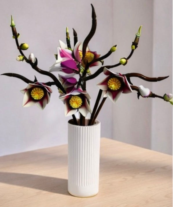 Vase for LEGO Magnolia Branches 11510 | Modern Ribbed Vase | 18cm Tall