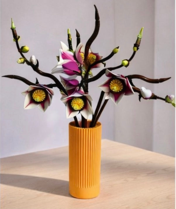 Vase for LEGO Magnolia Branches 11510 | Modern Ribbed Vase | 18cm Tall