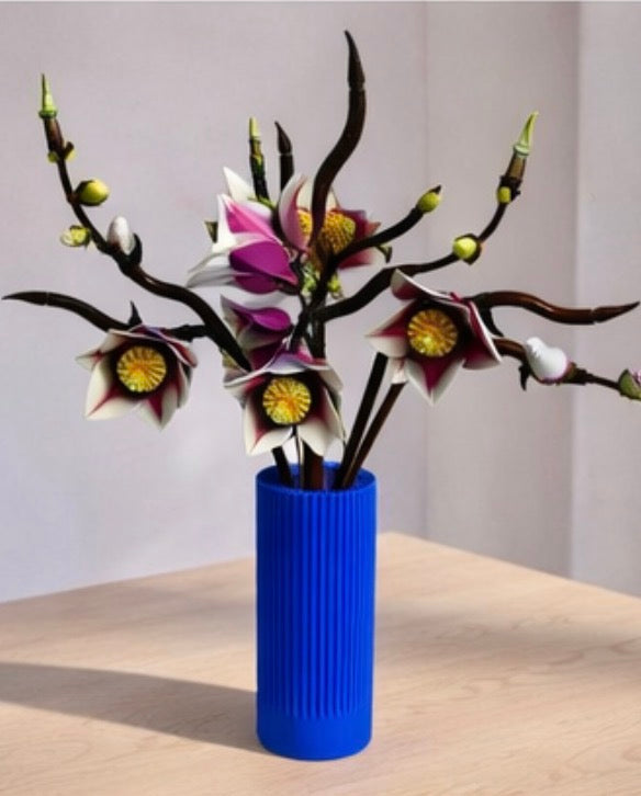 Vase for LEGO Magnolia Branches 11510 | Modern Ribbed Vase | 18cm Tall