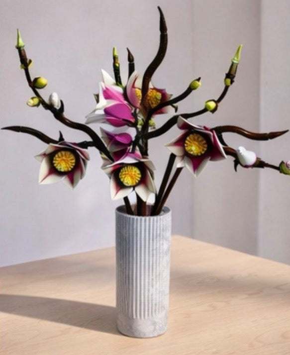 Vase for LEGO Magnolia Branches 11510 | Modern Ribbed Vase | 18cm Tall