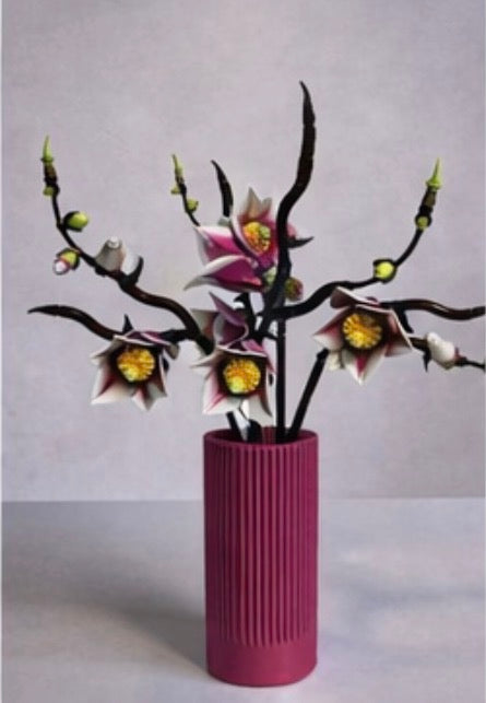 Vase for LEGO Magnolia Branches 11510 | Modern Ribbed Vase | 18cm Tall