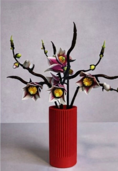 Vase for LEGO Magnolia Branches 11510 | Modern Ribbed Vase | 18cm Tall