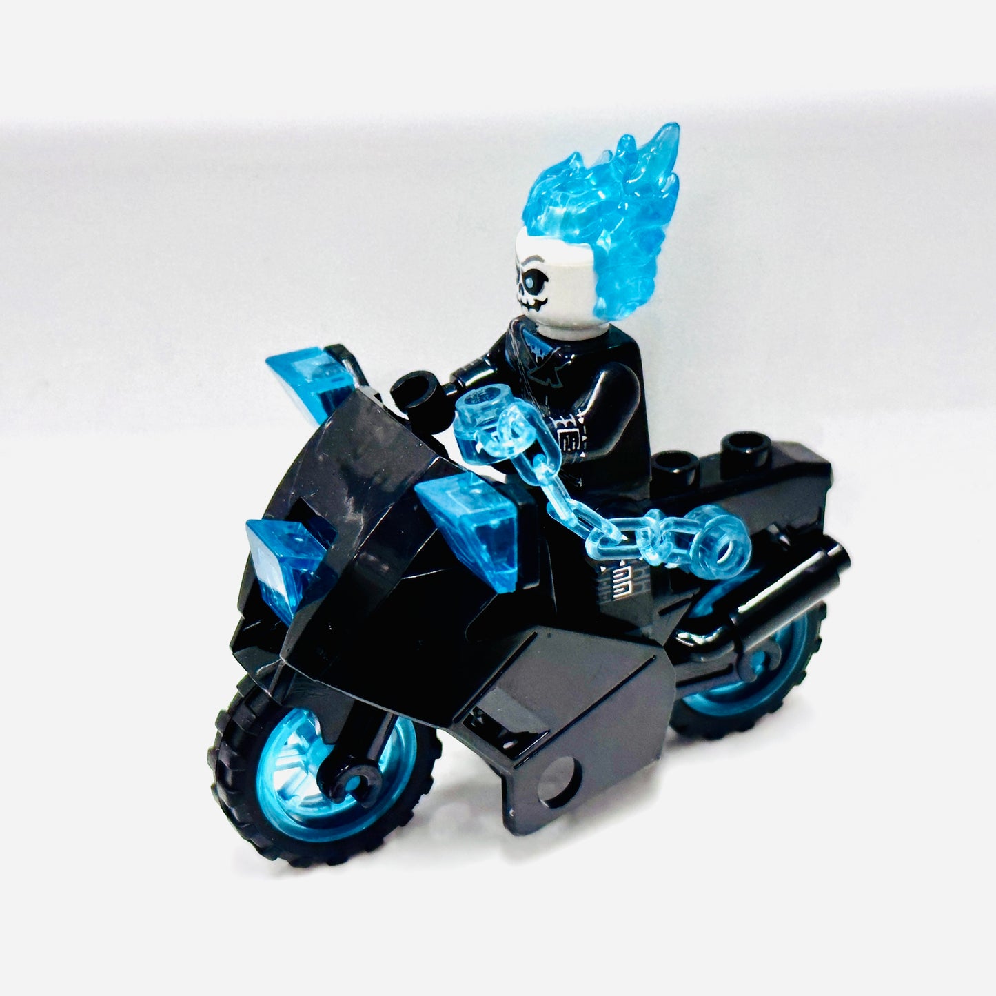 Custom Ghostrider On A Bike Blue Minifigure