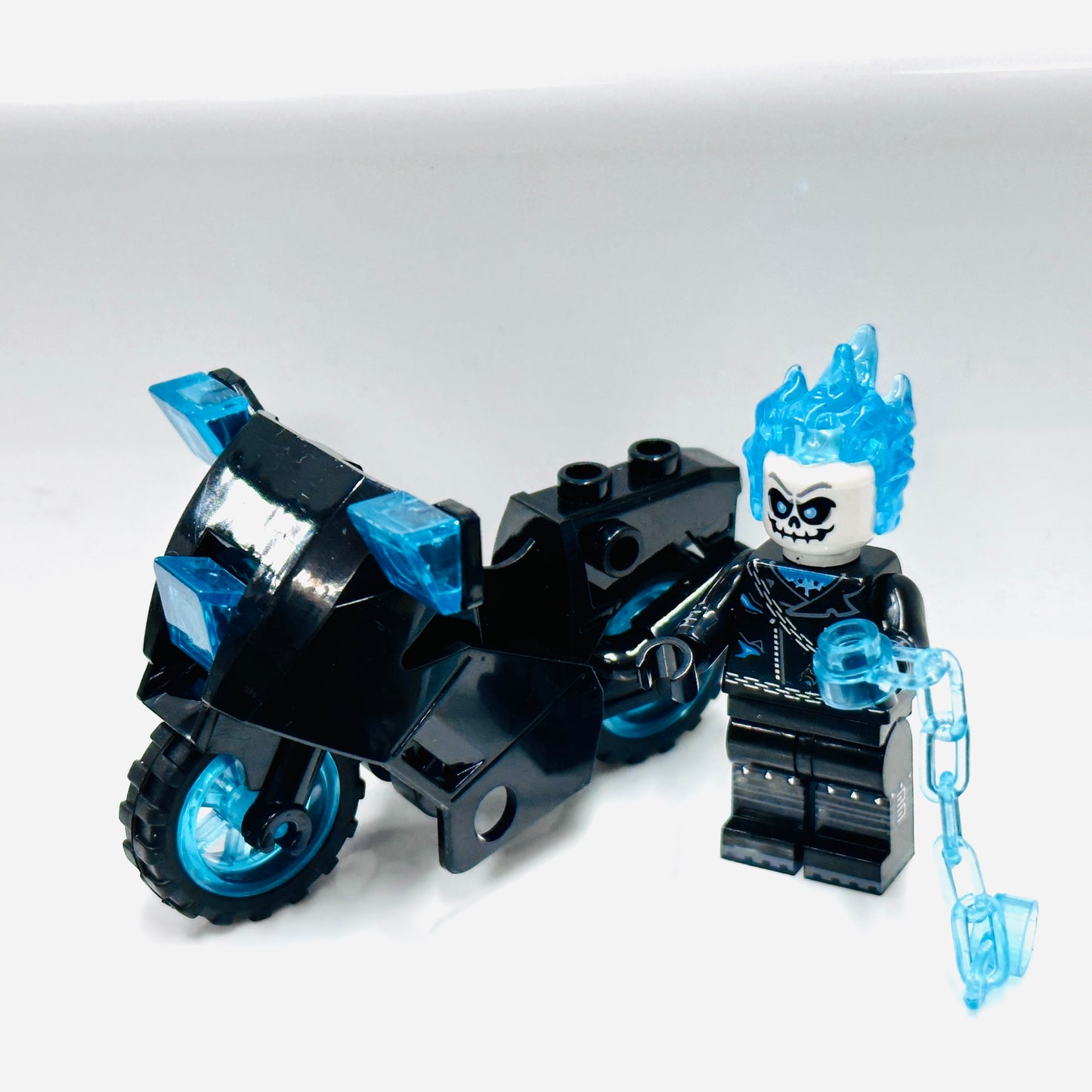 Custom Ghostrider On A Bike Blue Minifigure