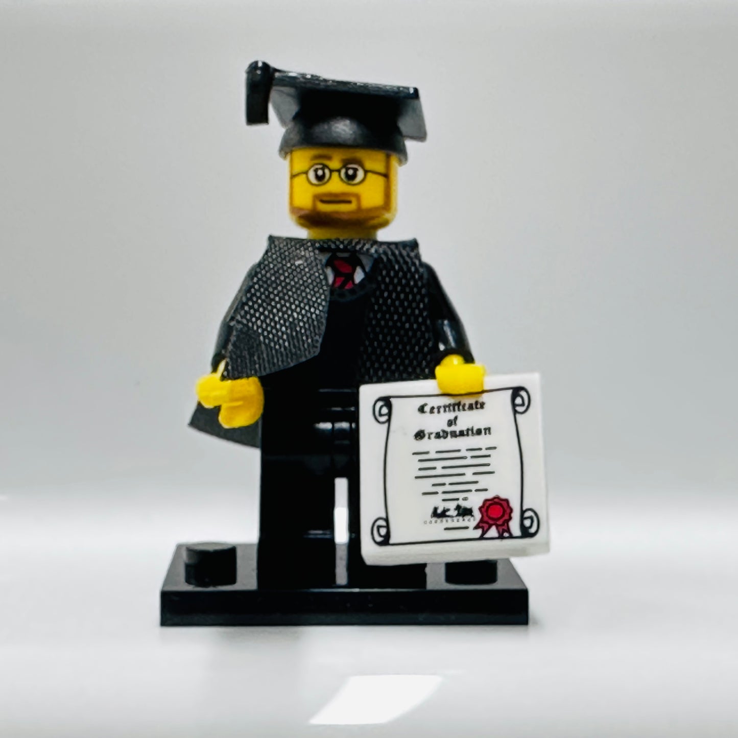 Custom Graduation Boy With Beard & Glasses Minifigure, Limited Stock