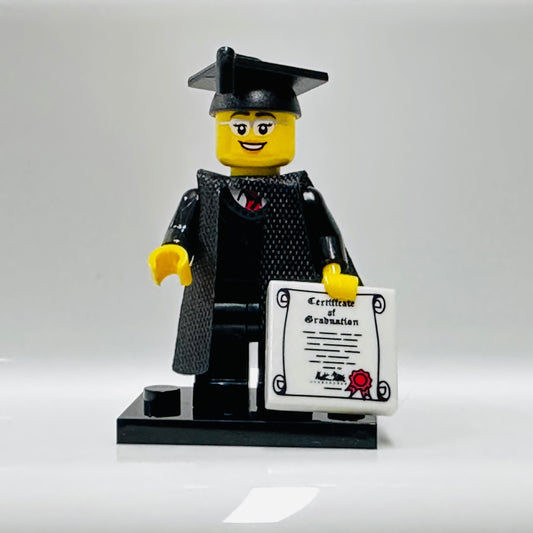 Custom Graduation Girl With Glasses Minifigure, Limited Stock