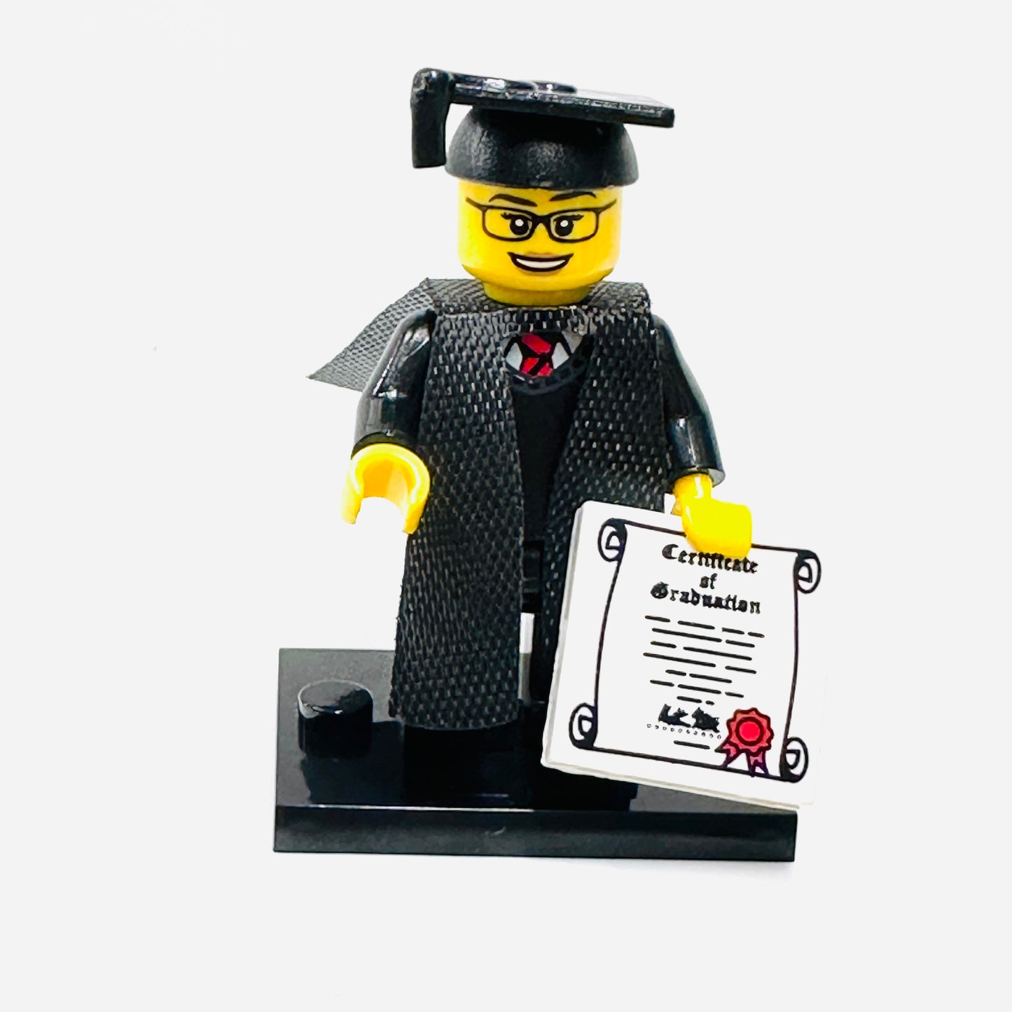 Custom Graduation Girl With Black Glasses Minifigure, Limited Stock