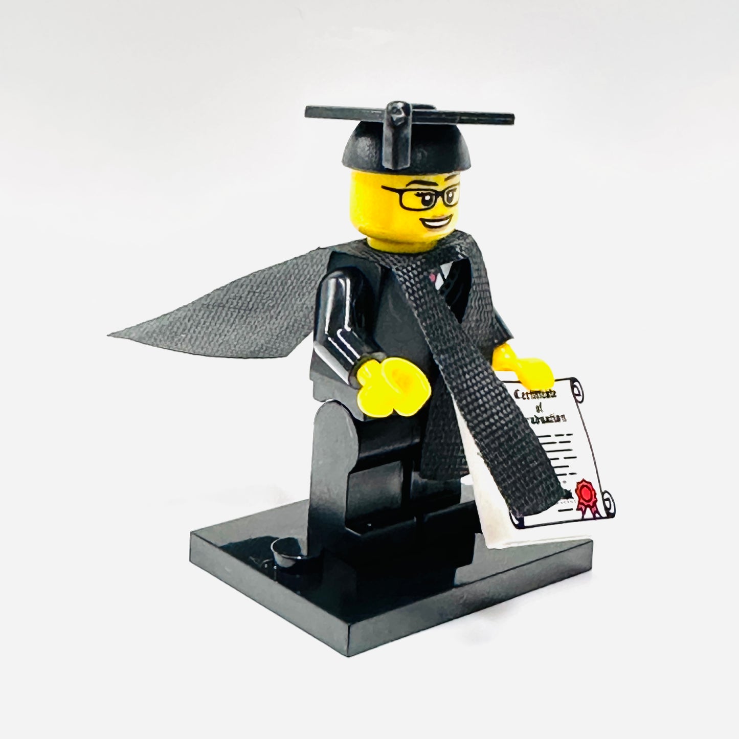 Custom Graduation Girl With Black Glasses Minifigure, Limited Stock