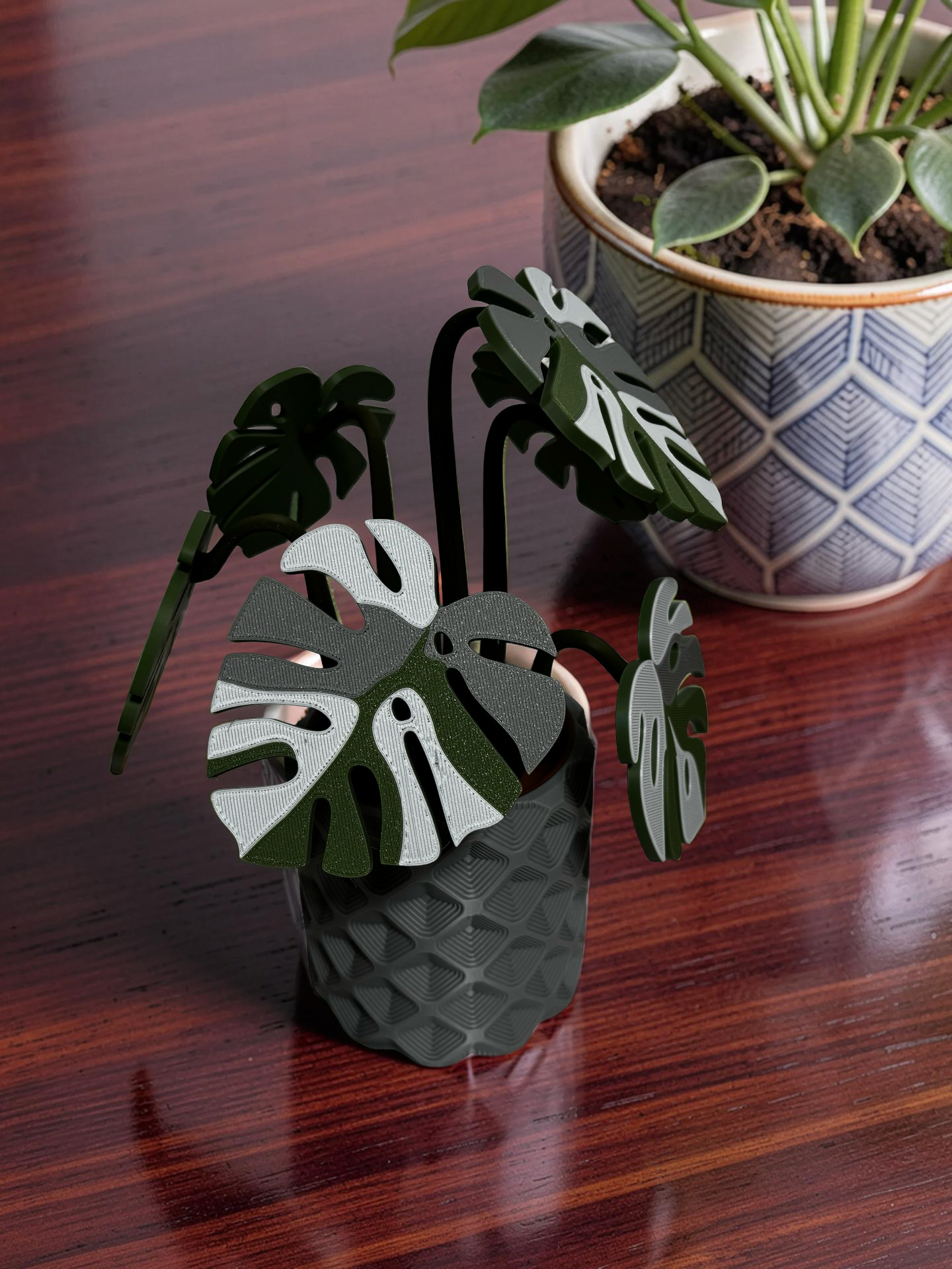 Monstera Coaster Set with Magnetic Holder | 6 Leaf Coasters | Modern decor