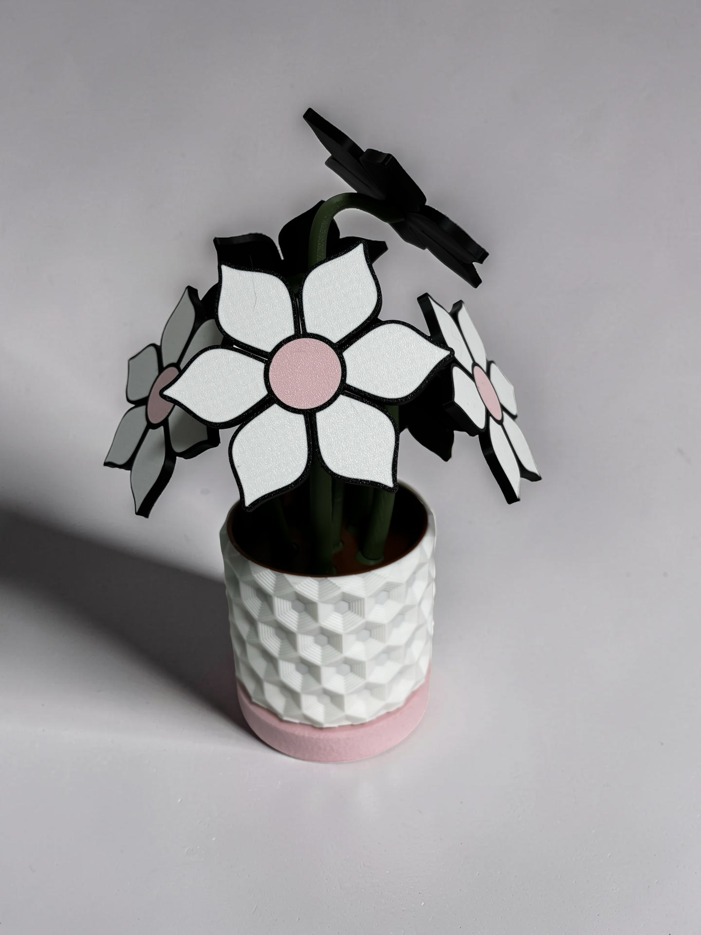 Flower Pink Coaster Set with Magnetic Holder | 6 Flower Coasters | Modern decor