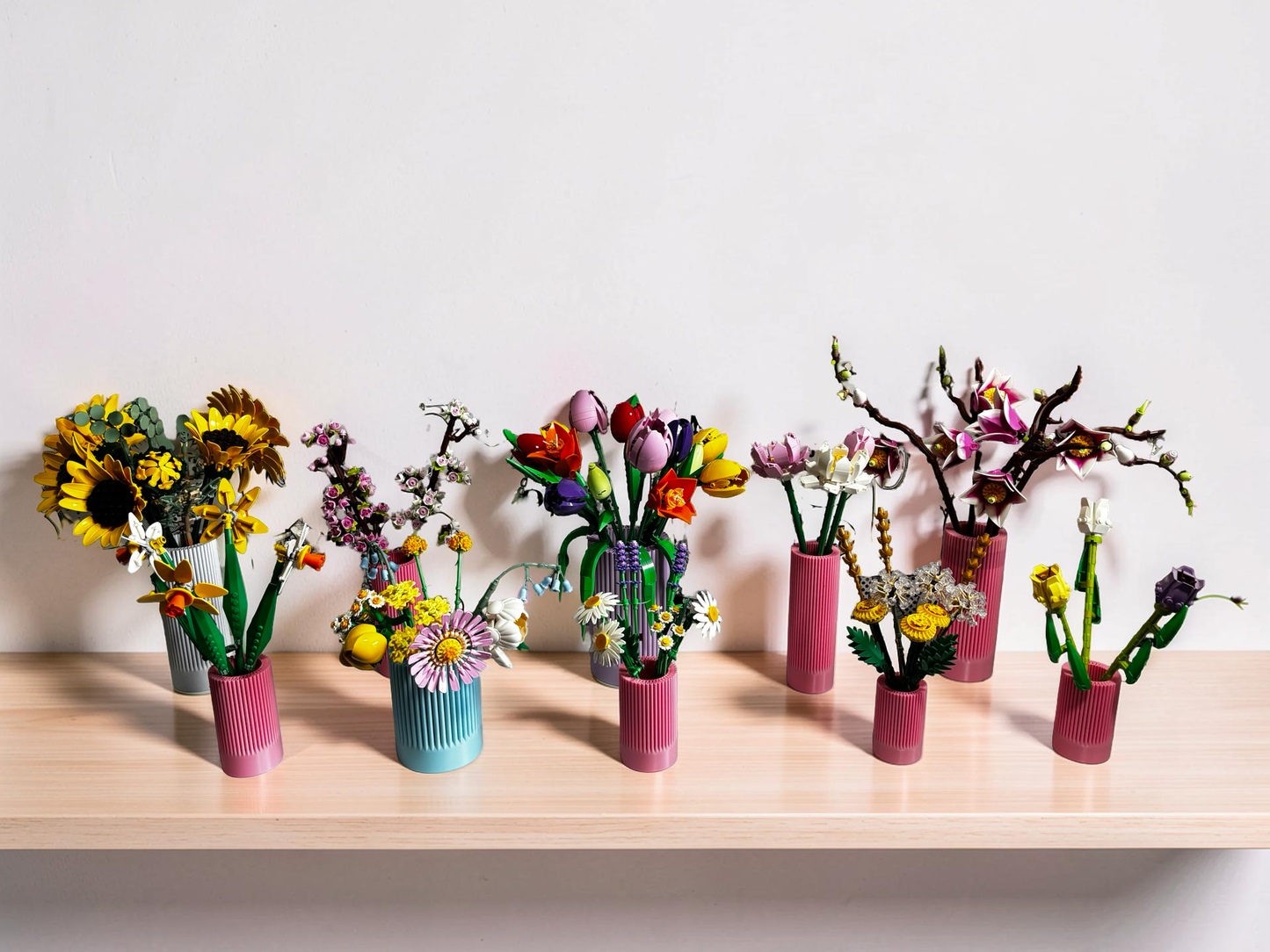 Vases For All LEGO Flowers Sets, Botanicals & Roses In A Modern Ribbed Design