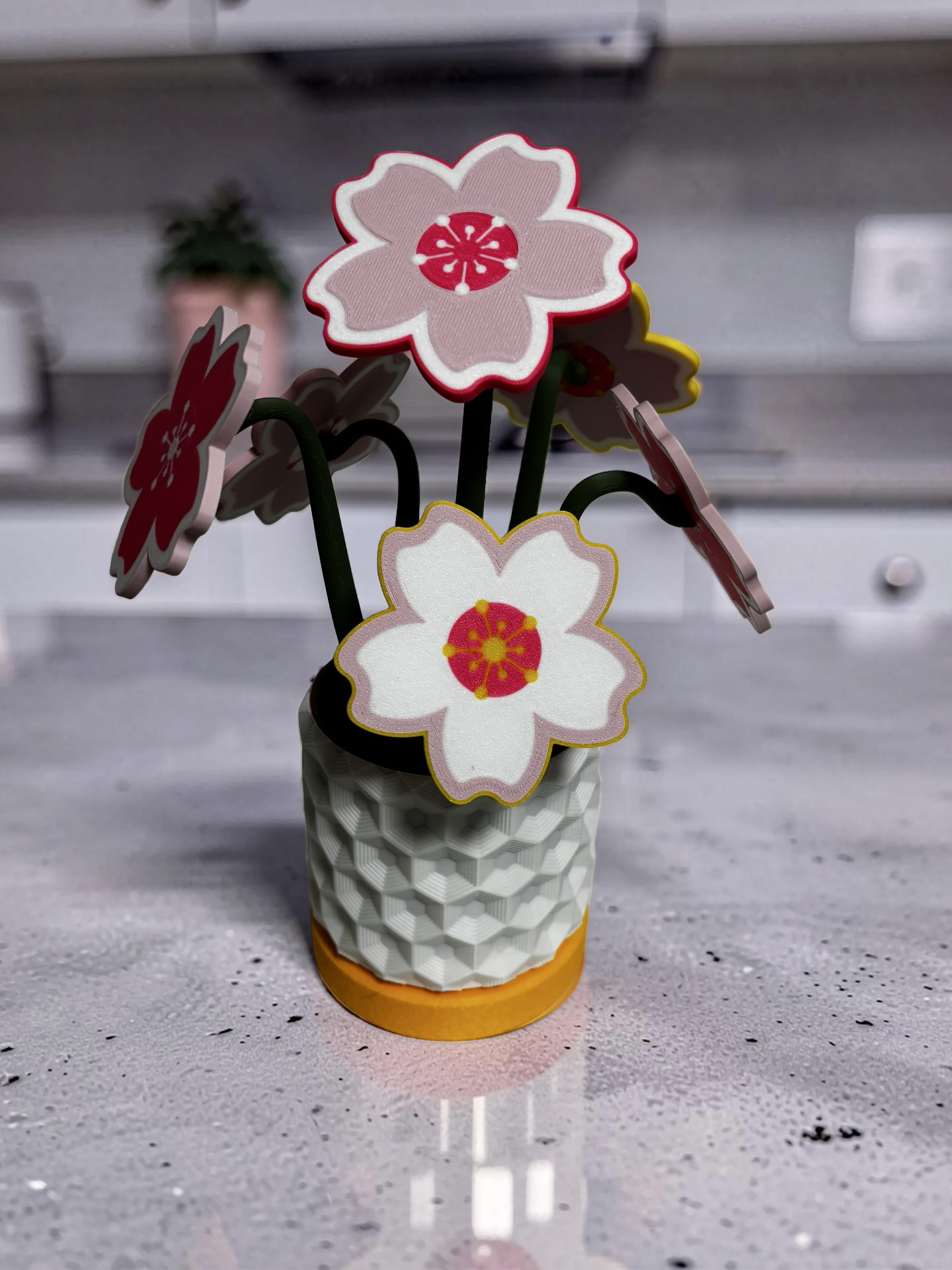 Cherry Blossom Coaster Set with Magnetic Holder | 6 Petal Coasters Modern decor