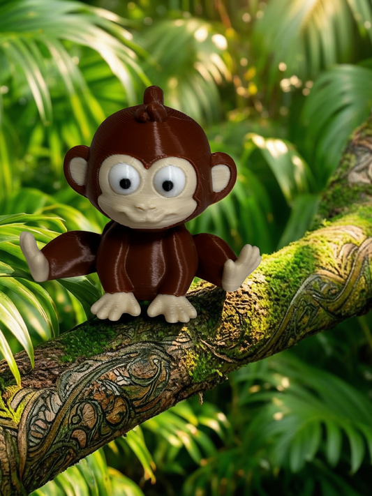 3D Printed Monkey Fidget Toy Keychain Cute Mini Animal Figure 3.5cm Brown