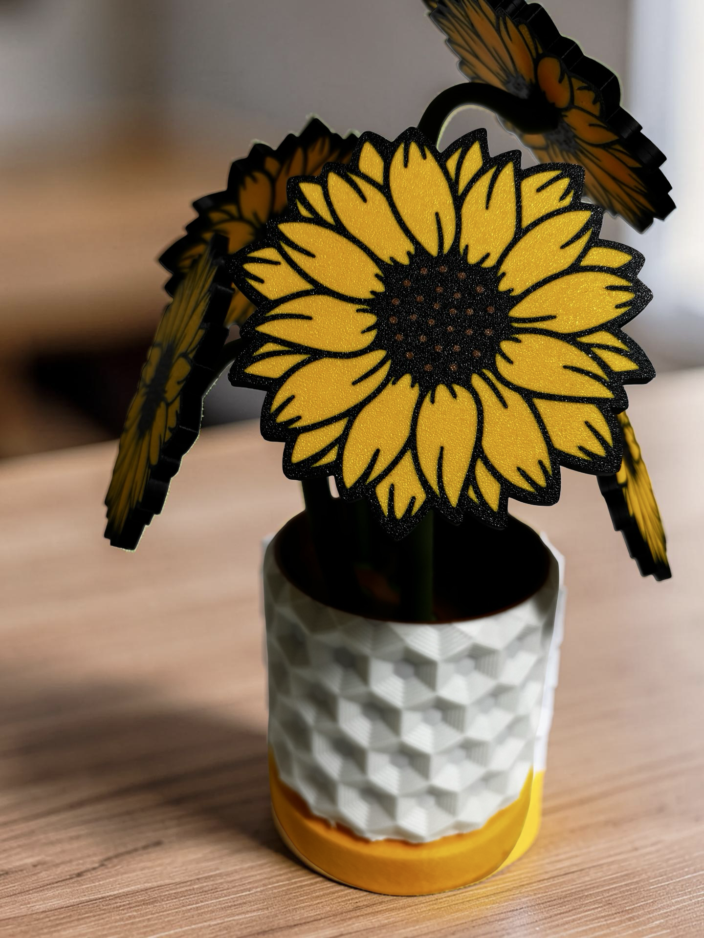 SunFlower Coaster Set with Magnetic Holder | 6 Flower Coasters | Modern decor