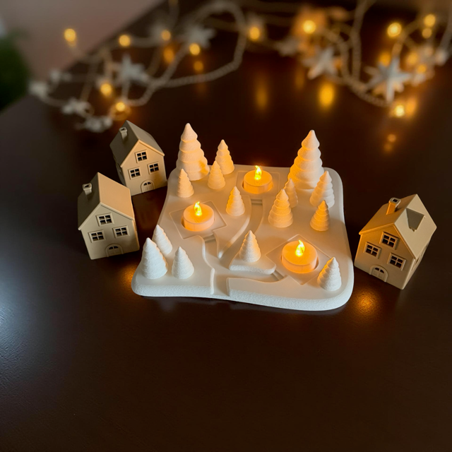 3D Printed Christmas Village – Warm Winter Glow Scene