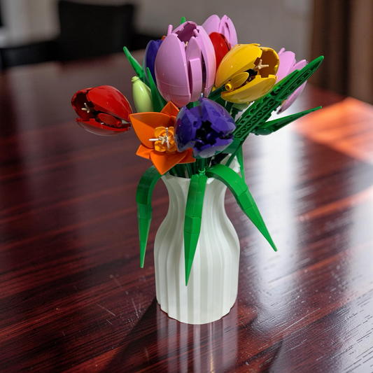 Vase for LEGO Botanical Flower Bouquet Sets 10280 10313 10328, Ribbed Hourglass.