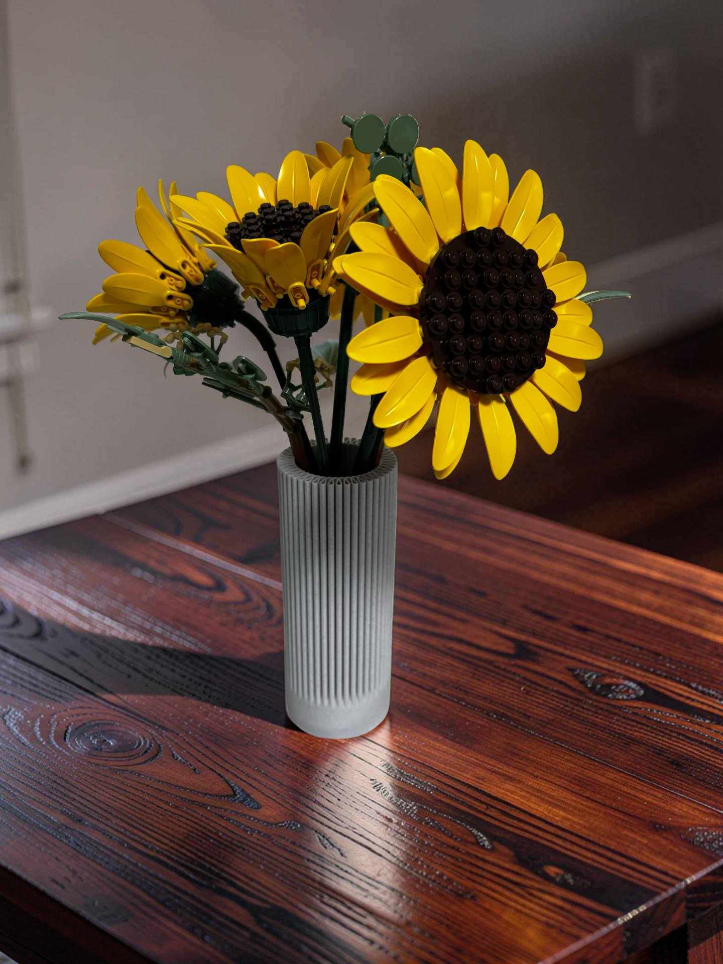 Vase for LEGO Sunflowers Bouquet 11502 | Modern Ribbed Vase | 18cm Tall