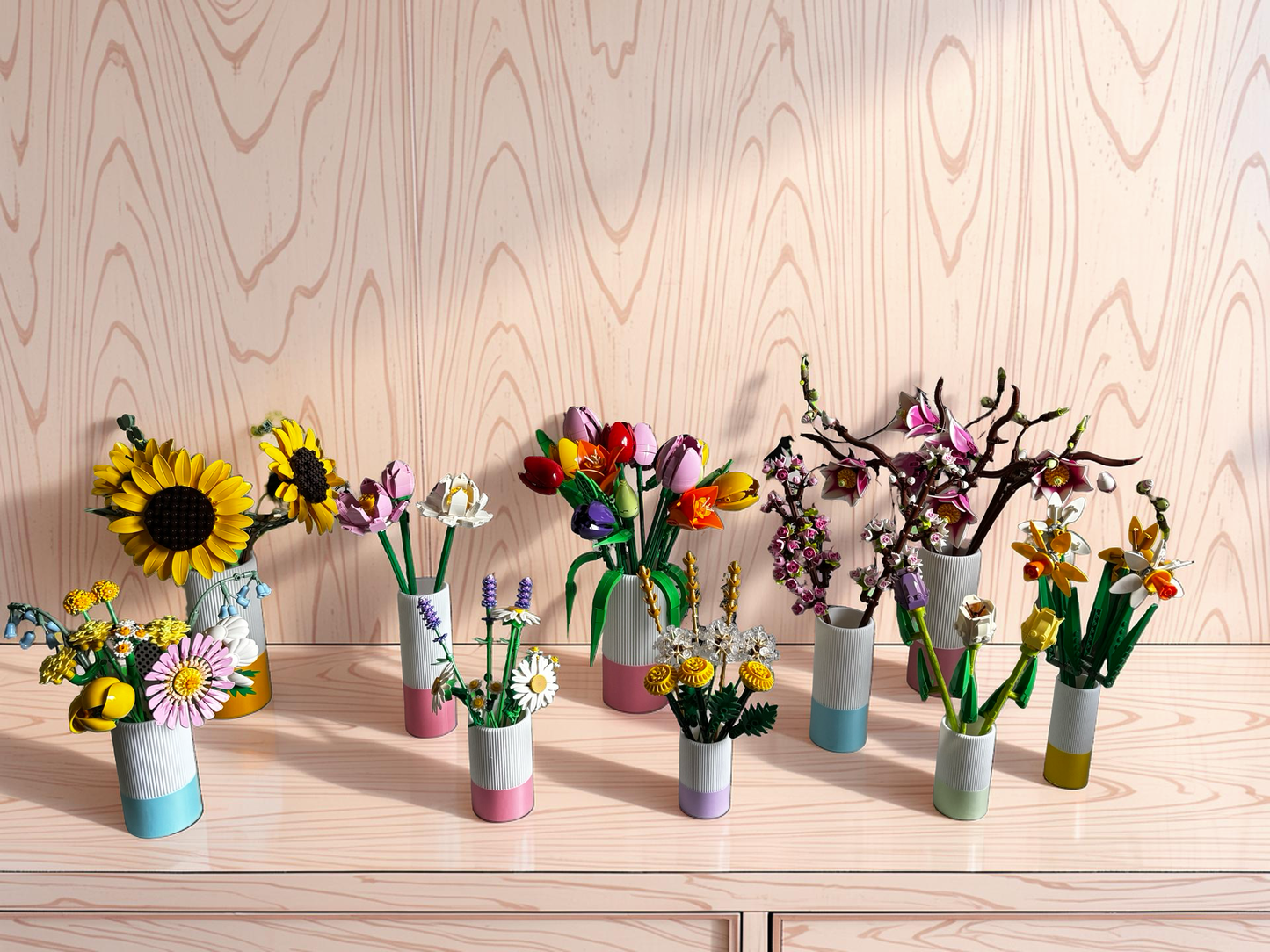 Vases For All LEGO Flowers Sets, Botanicals & Roses In A Modern Ribbed Design