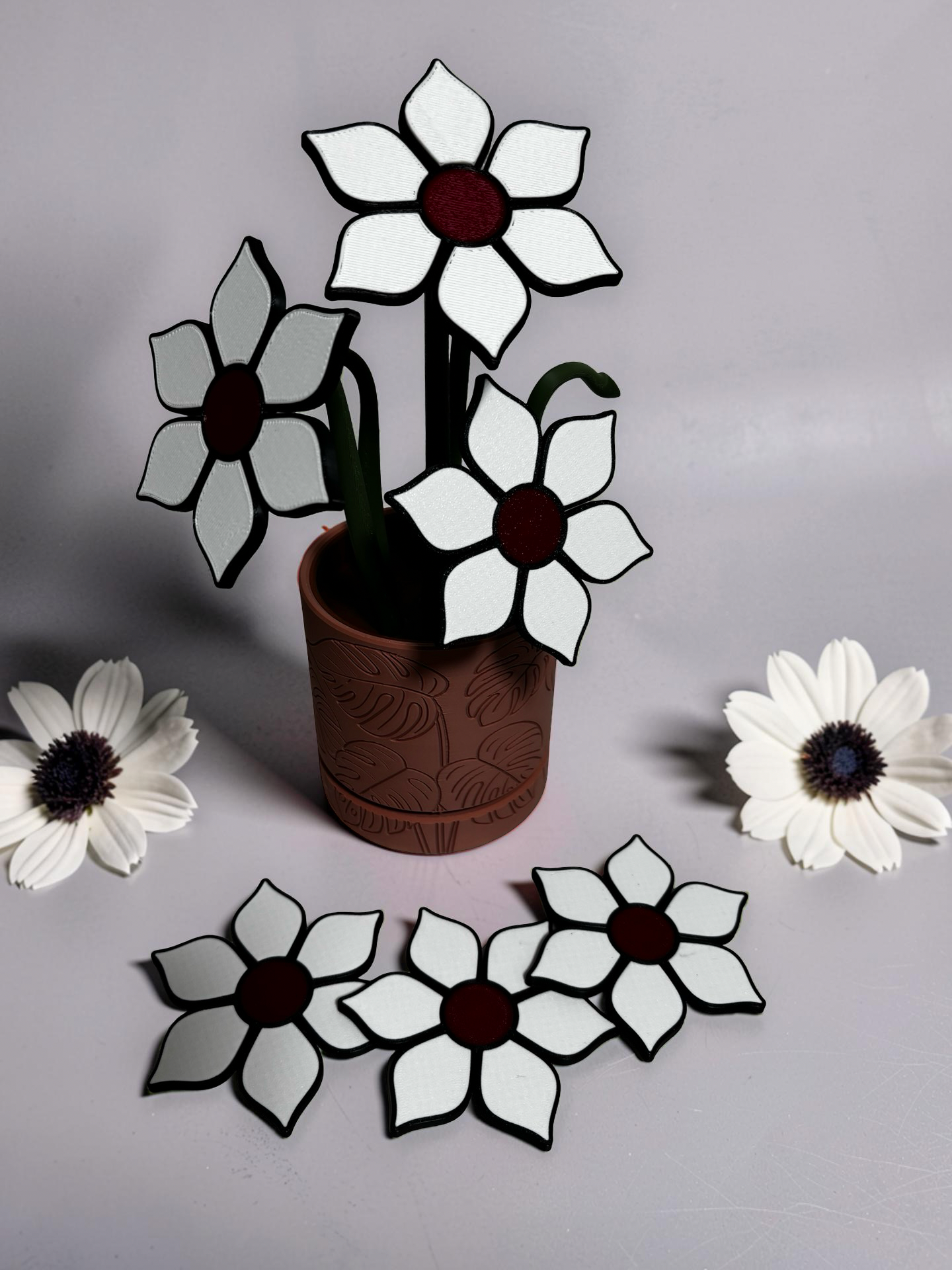 Flower Coaster Set with Magnetic Holder | 6 Flower Coasters | Modern decor