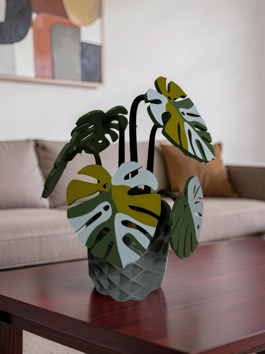 Monstera Coaster Set with Magnetic Holder | 6 Leaf Coasters | Modern decor