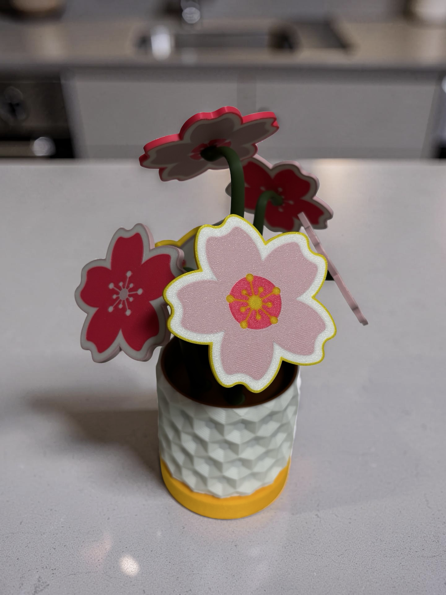 Cherry Blossom Coaster Set with Magnetic Holder | 6 Petal Coasters Modern decor