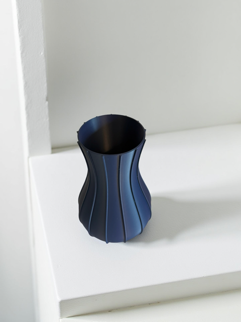 Navy Lined Vase for Lego Flowers or Artificial Flowers
