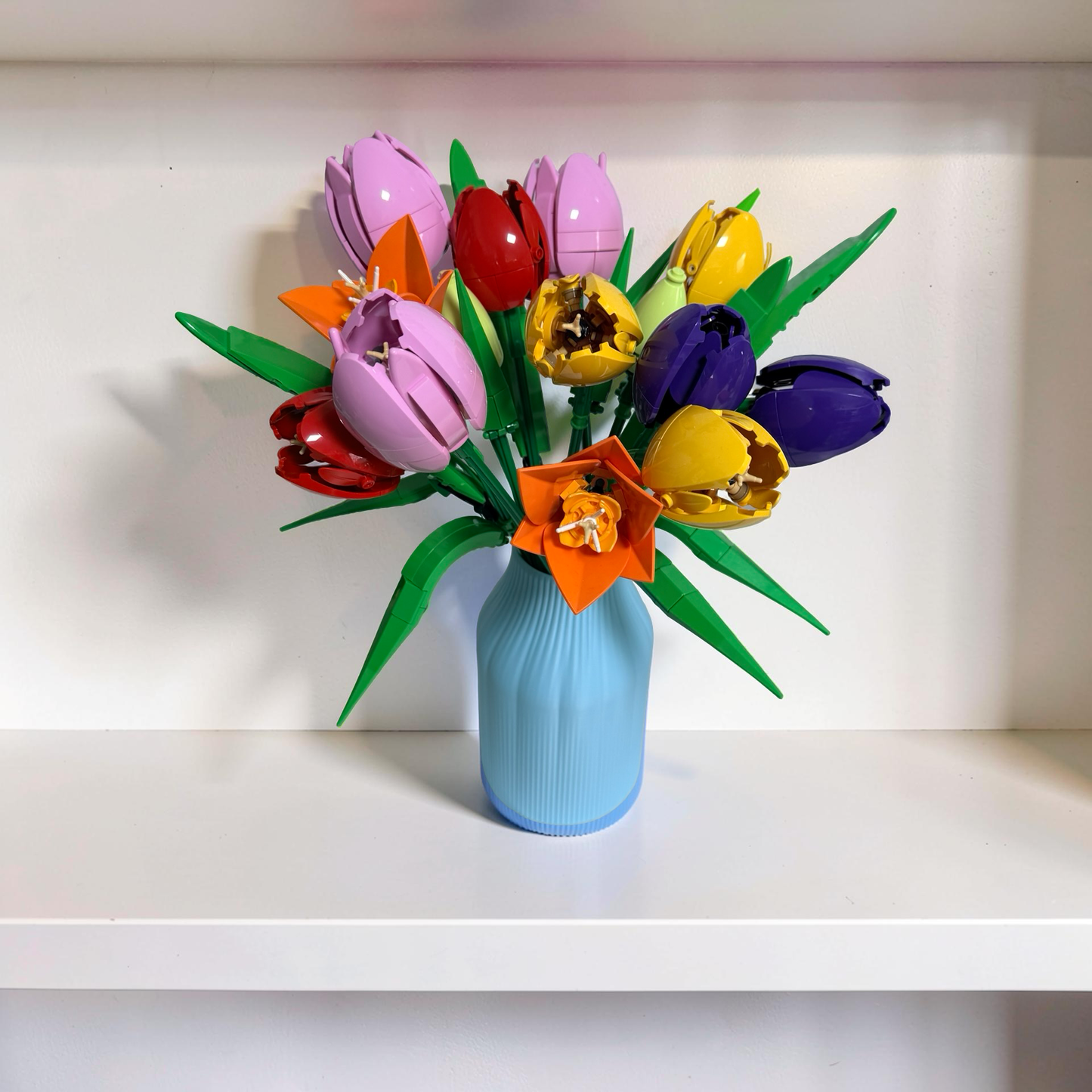 Vase for Lego Botanical Flower Display Vase 17cm Ribbed Cylinder