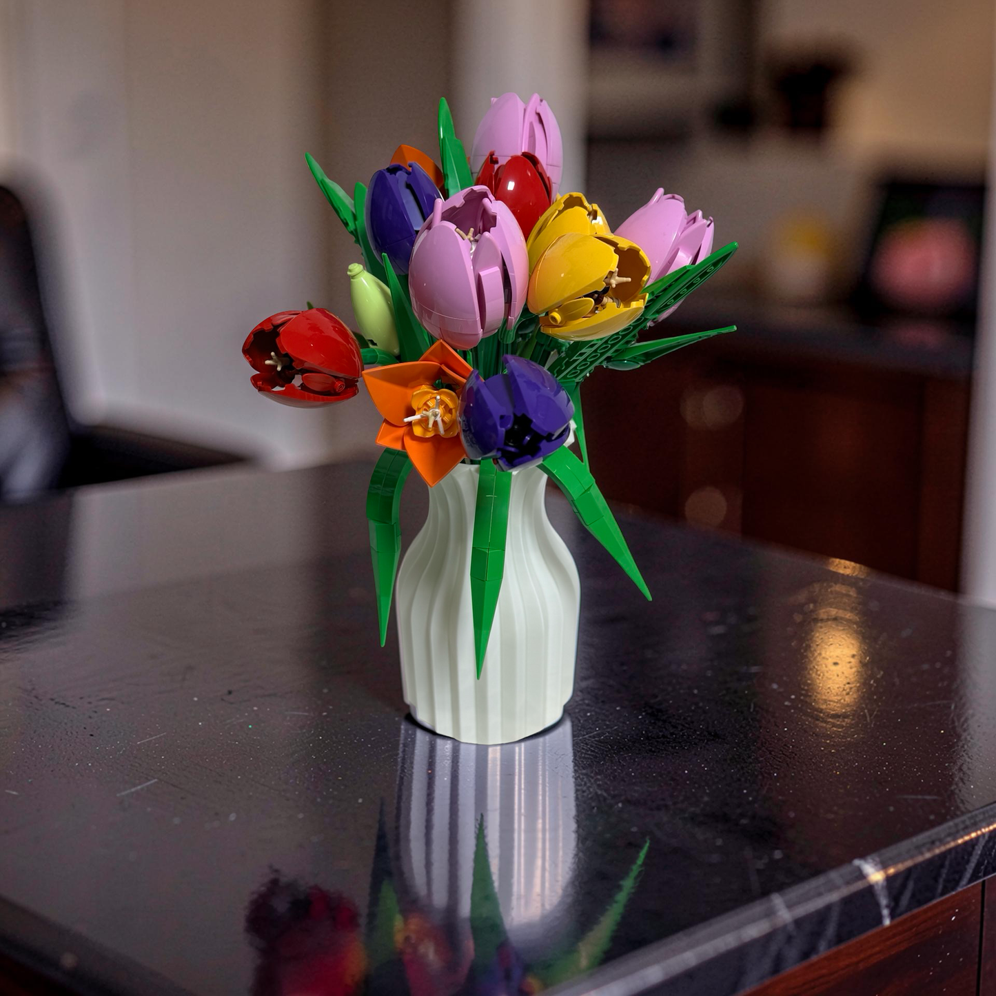 Vase for LEGO Botanical Flower Bouquet Sets 10280 10313 10328, Ribbed Hourglass.