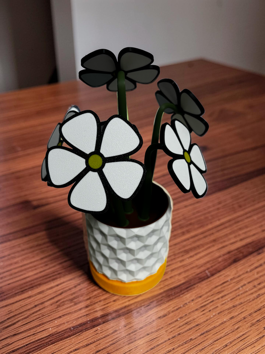 Daisy Coaster Set with Magnetic Holder | 6 Flower Coasters | Modern decor
