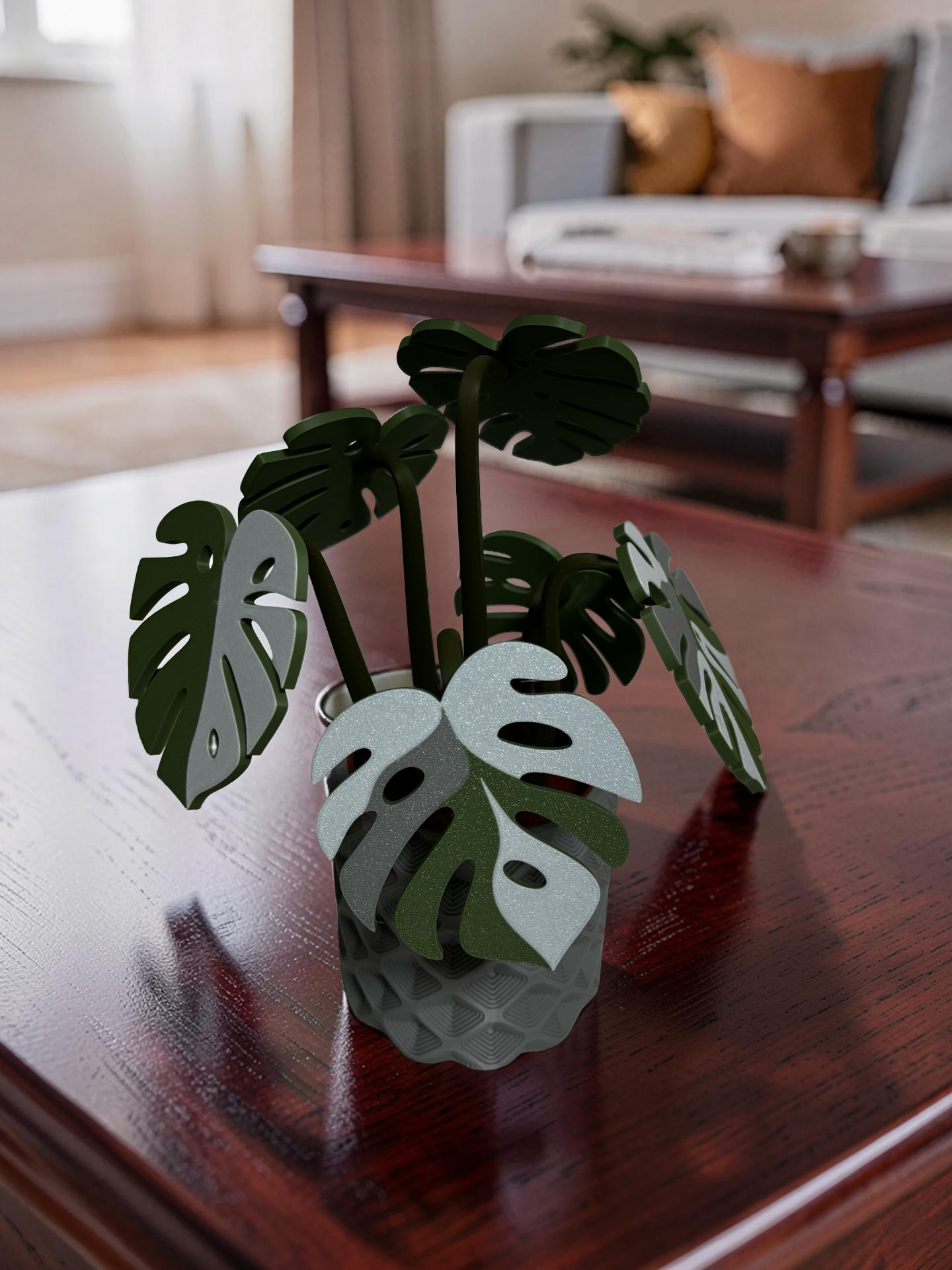 Monstera Coaster Set with Magnetic Holder | 6 Leaf Coasters | Modern decor