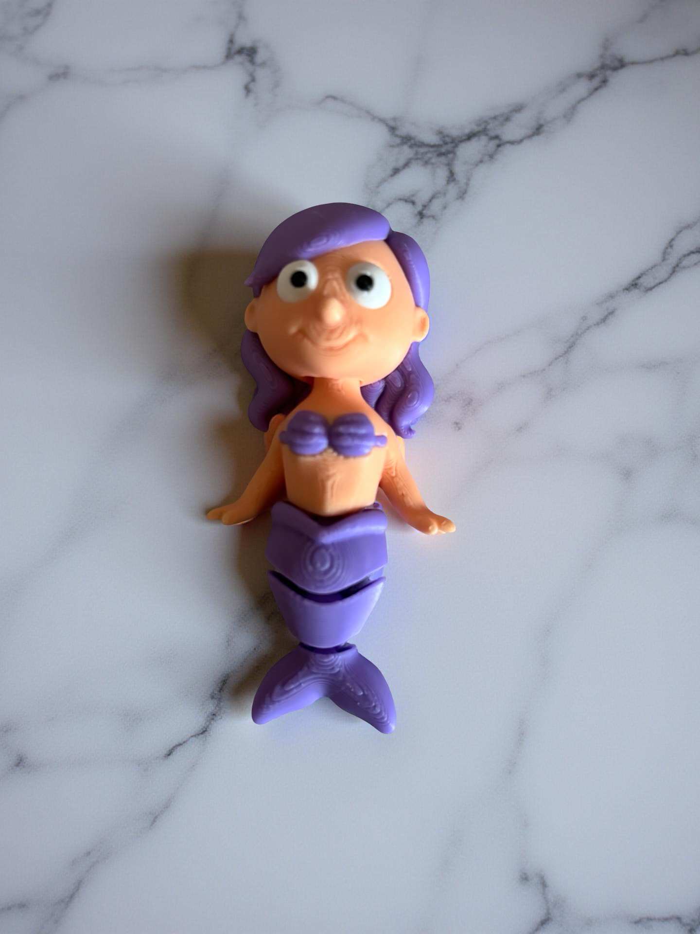 Purple Bikini Mermaid Fidget Toy - 3D Printed Keychain, 7cm Ocean Friend