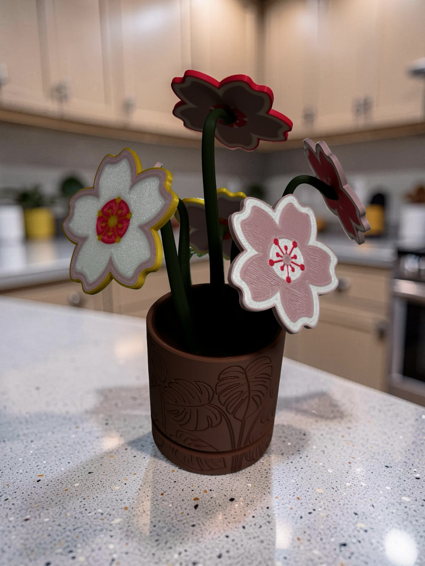 Cherry Blossom Coaster Set with Magnetic Holder | 6 Petal Coasters Modern decor