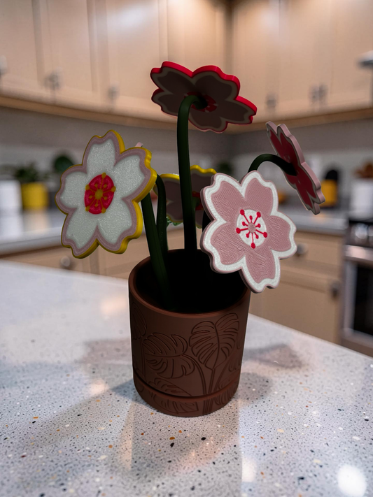 Cherry Blossom Coaster Set with Magnetic Holder | 6 Petal Coasters Modern decor