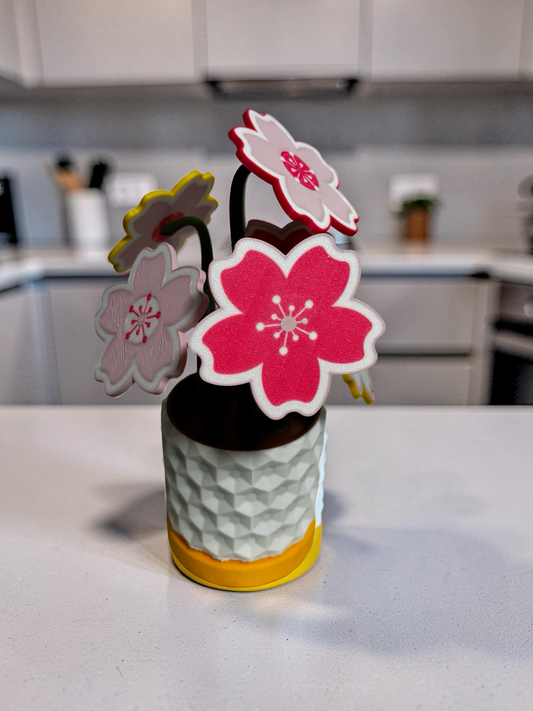 Cherry Blossom Coaster Set with Magnetic Holder | 6 Petal Coasters Modern decor
