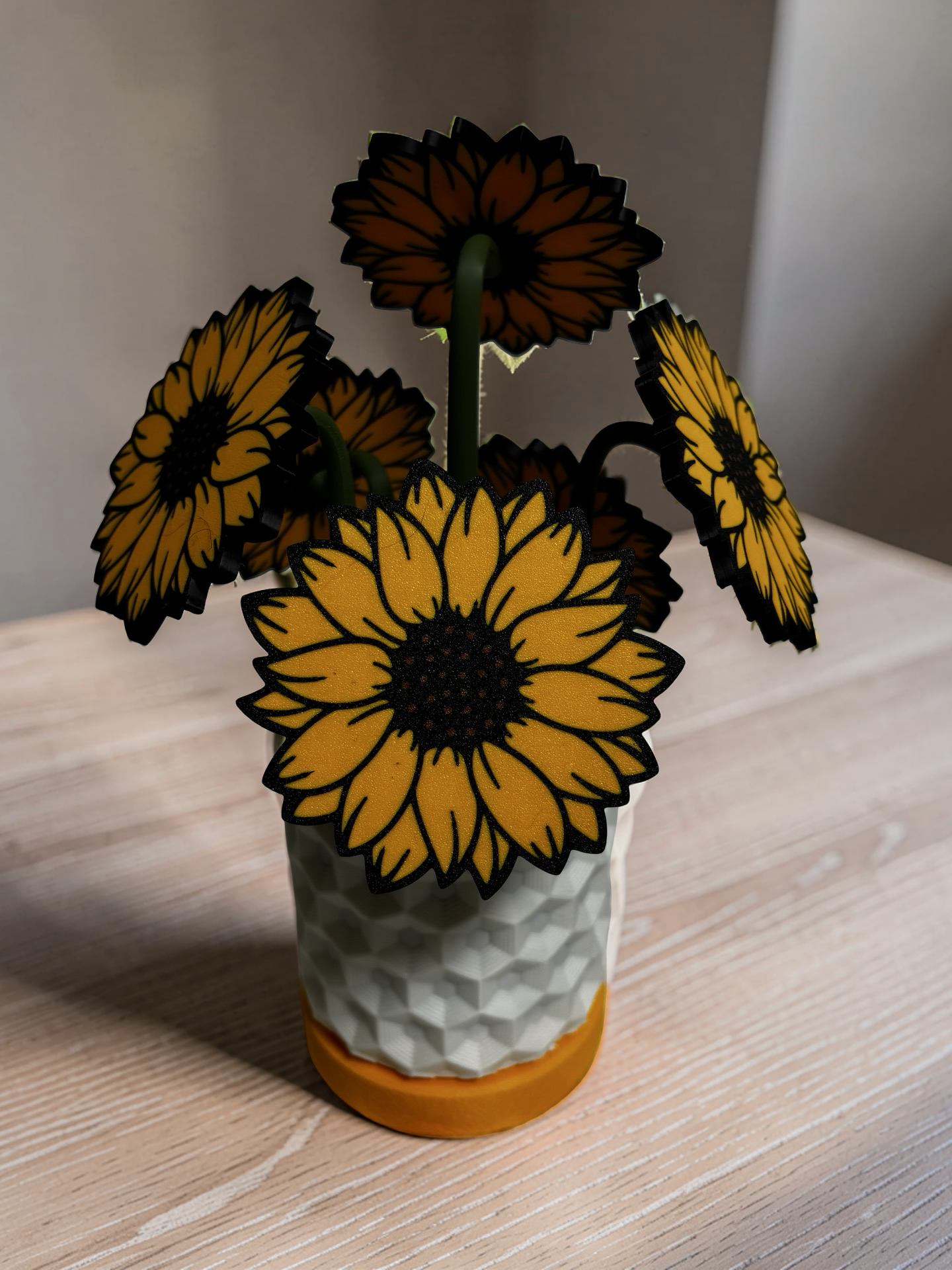 SunFlower Coaster Set with Magnetic Holder | 6 Flower Coasters | Modern decor