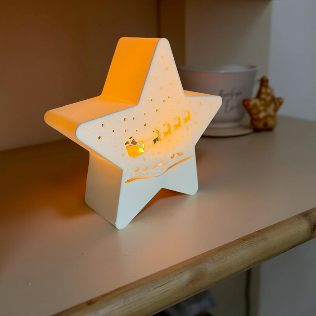 3D Printed Star Tealight Holder - Santa Sleigh Design