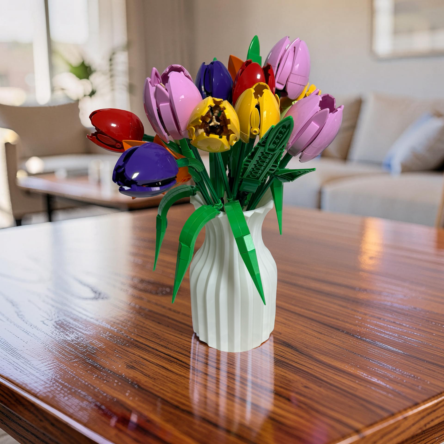 Vase for LEGO Botanical Flower Bouquet Sets 10280 10313 10328, Ribbed Hourglass.