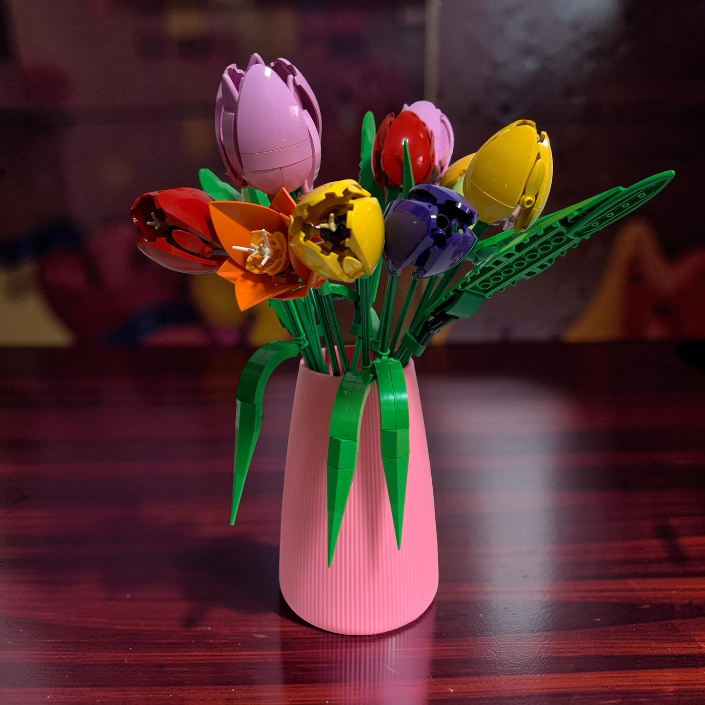 Vase For Displaying Lego Botanical Flowers, Ribbed Cylinder Vase 17cm
