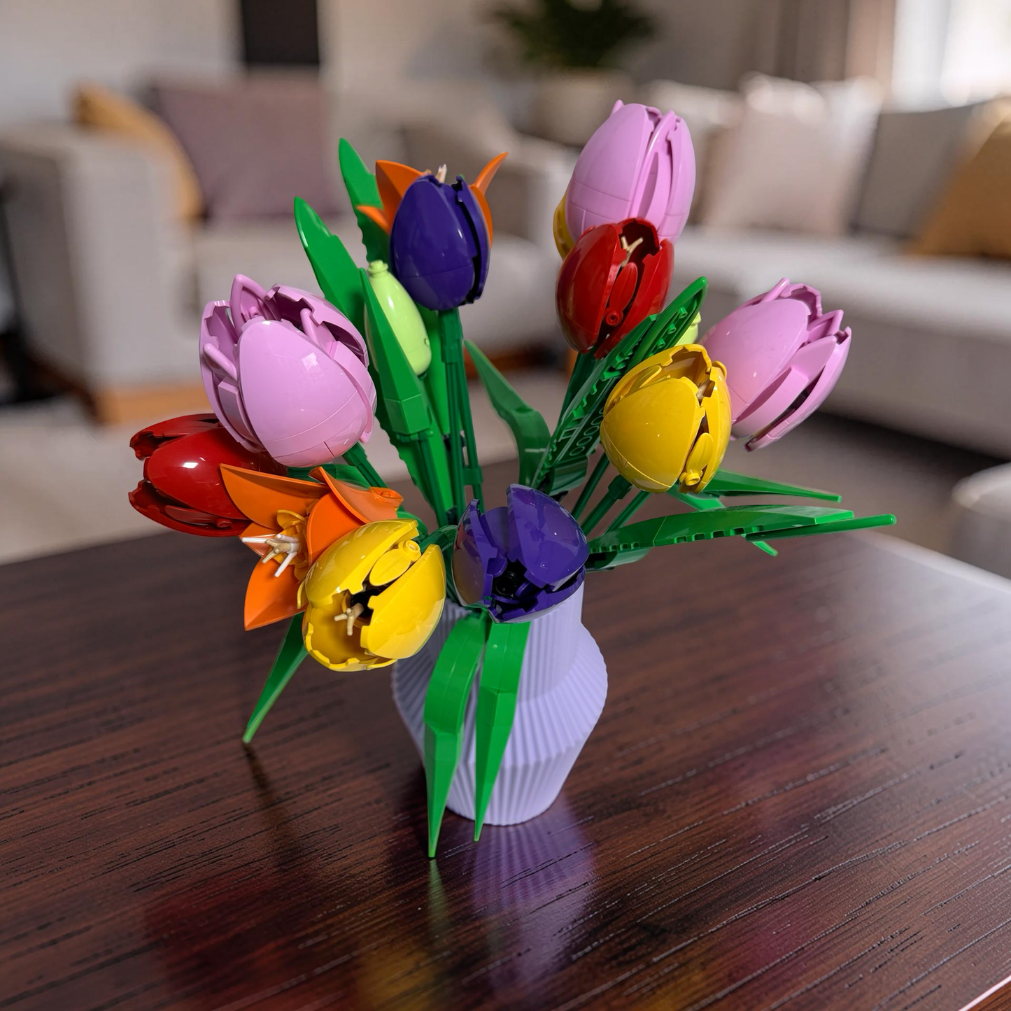 Fluted Geometric Vase for LEGO Botanical Flower Sets 17cm Modern Faceted Design