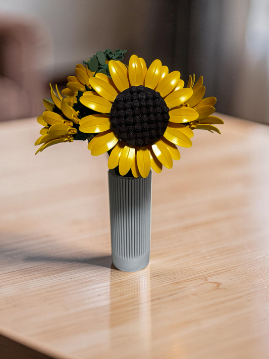 Vase for LEGO Sunflowers Bouquet 11502 | Modern Ribbed Vase | 18cm Tall