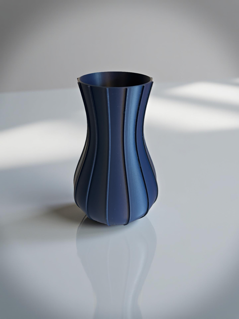 Navy Lined Vase for Lego Flowers or Artificial Flowers