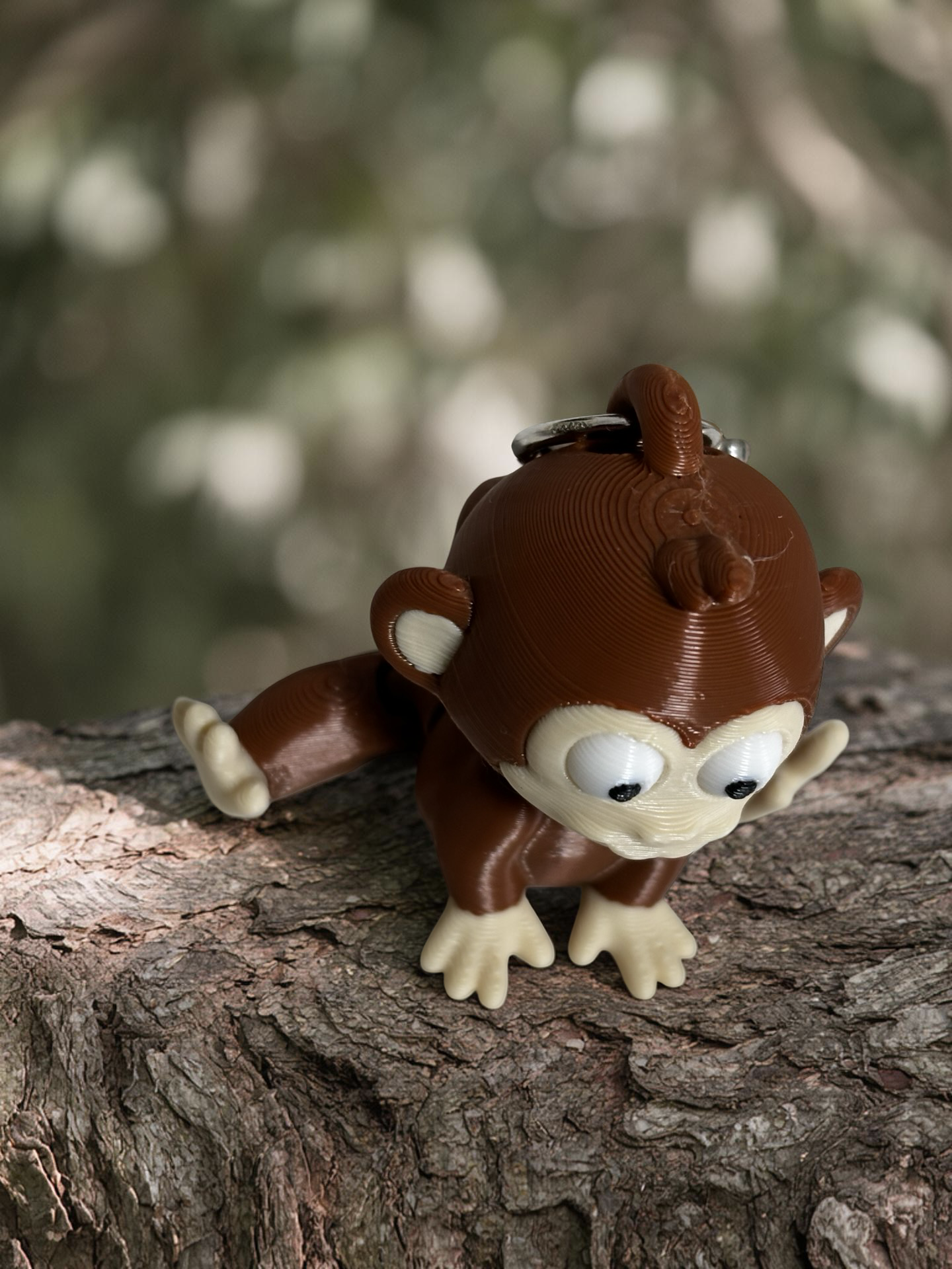 3D Printed Monkey Fidget Toy Keychain Cute Mini Animal Figure 3.5cm Brown