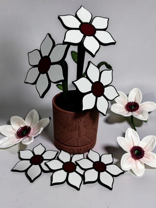 Flower Coaster Set with Magnetic Holder | 6 Flower Coasters | Modern decor