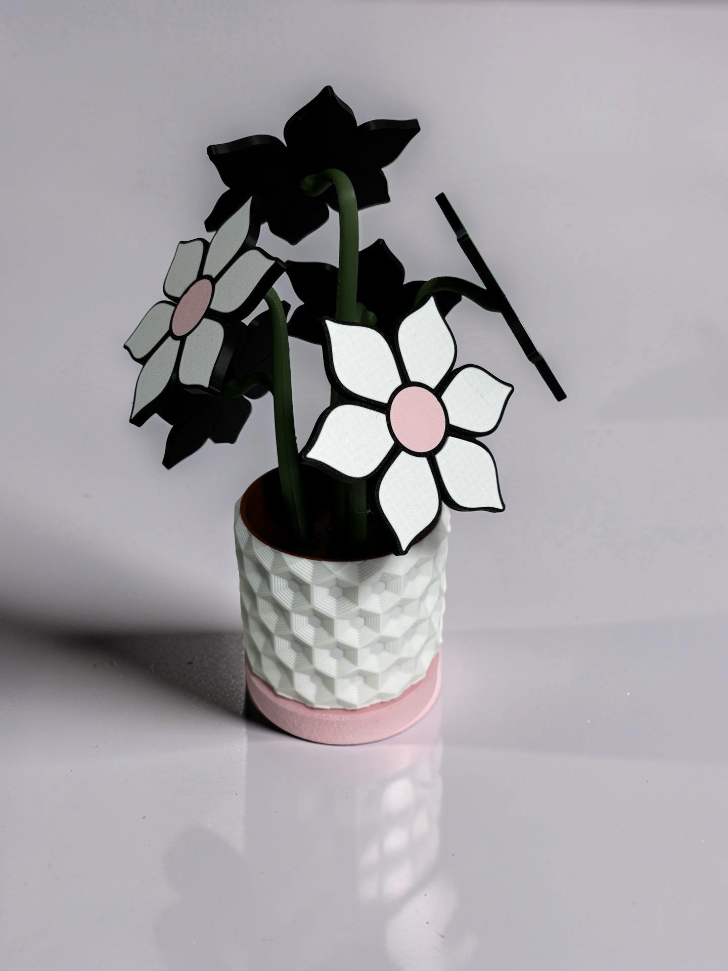 Flower Pink Coaster Set with Magnetic Holder | 6 Flower Coasters | Modern decor